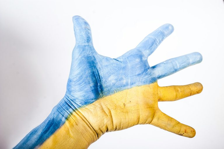 hand painted like the ukranian flag