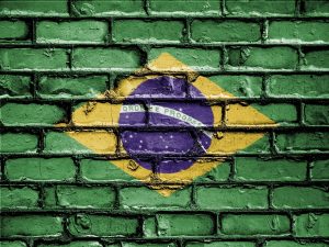 brazilian flag on brick wall