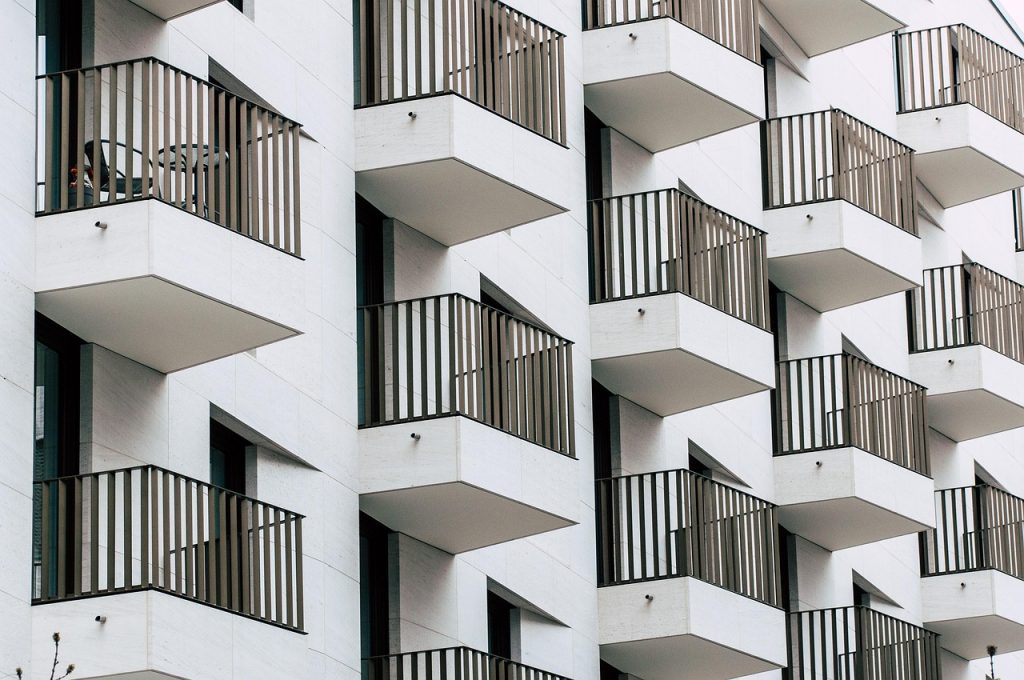Apartment building balconies