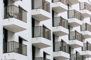 Apartment building balconies