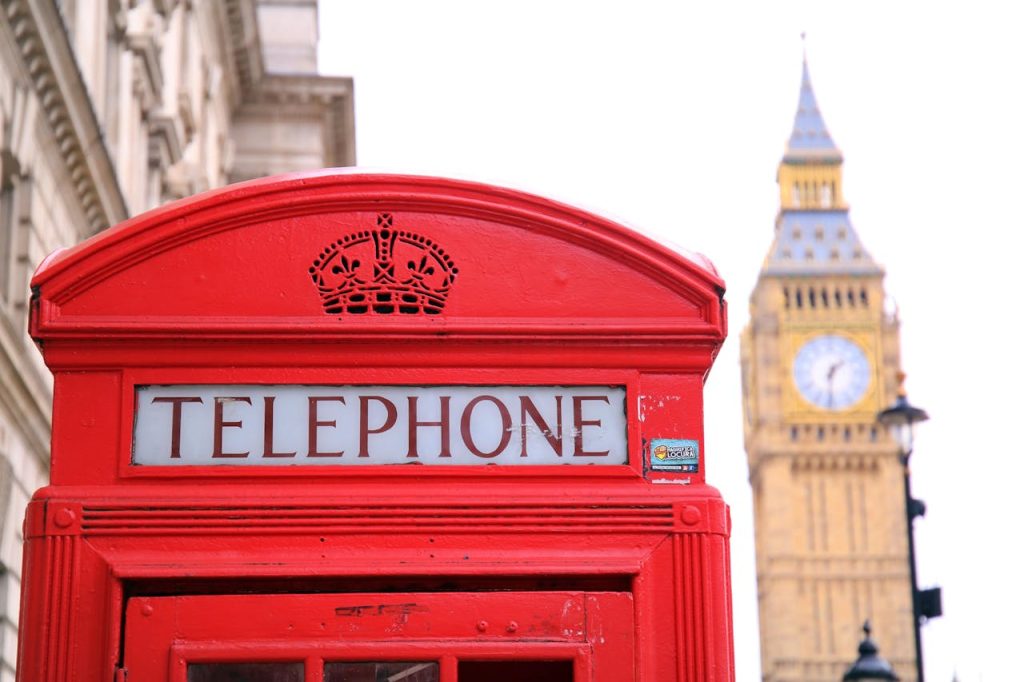 Red payphone box Britain